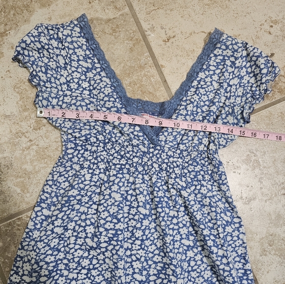 Tally Weijl Small Blue White Floral Lace Trim Mini Dress Cottagecore Y2K Style - Picture 5 of 6